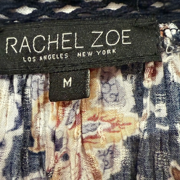 Rachel Zoe Blouse Boho V Neck Crochet Tunic Peasant Blouse Black Floral Size M - Picture 4 of 11